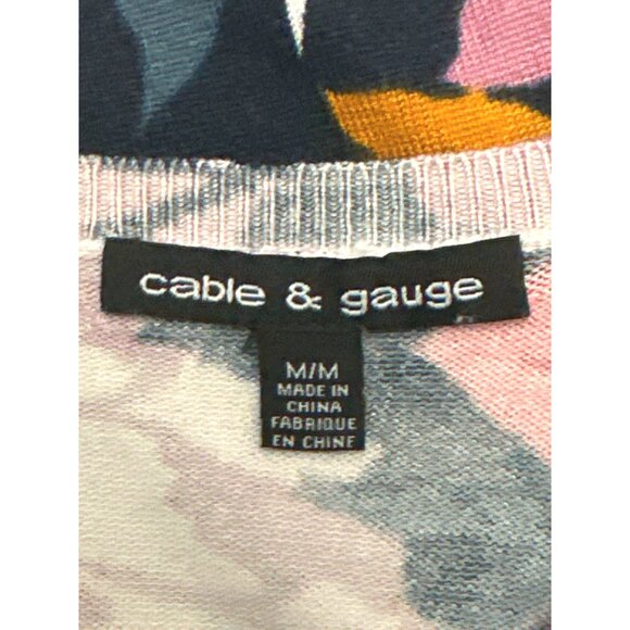 Cable & Gauge Floral Print Rayon Nylon Blend Long Sleeve Sweater M - Picture 5 of 9